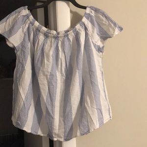 Gap blue and white stripe off the shoulder top
